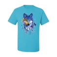 thumbnail image 2 of Wolf Painting Splatter Abstract Art Animal Lover Men's Graphic T-Shirt, Light Turquoise, Medium, 2 of 3