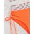 thumbnail image 6 of Women Tummy Control Swimsuits Color Block Two Piece Drawstring Bathing Suit Orange Red XL, 6 of 7