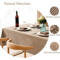 thumbnail image 2 of Rectangle Table Cloth Linen Farmhouse Tablecloth Waterproof Anti-Shrink Soft and Wrinkle Resistant Decorative Fabric Table Cover for Kitchen (Flaxen, 52" x 70" (4-6 Seats)), 2 of 5
