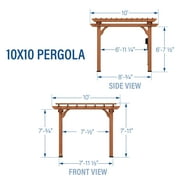 Backyard Discovery Beaumont 10x10 Cedar Wood Patio Pergola Kit, Trellis Roof, PowerPort