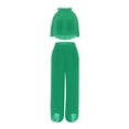 thumbnail image 7 of Summer Savings Clearance! Edvintorg 2 Piece Chiffon Outfits For Women Sexy Sleeveless Crop Top High Waist Wide Leg Long Pants Sets Elegant Matching Sets For Women Summer Green L, 7 of 7
