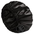 thumbnail image 1 of Double layer satin bonnet for curls Adjustable satin bonnet with elastic band for women, 1 of 5