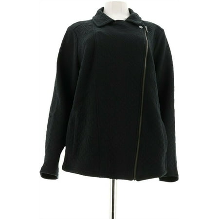 Isaac Mizrahi Knit Floral Jacquard Motorcycle Jacket A297007