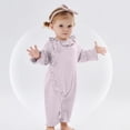 thumbnail image 4 of SERTG Baby Girls Ruffle Neck Bodysuit Long Sleeve Jumpsuit Lightweight Cotton Everyday Wear Snap Closure Comfort Fit Infant One-Piece Outfit(Purple,6-9 Months), 4 of 7