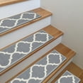 thumbnail image 3 of Ottomanson Non-Slip Rubberback Trellis 8.5" x 26" Indoor Stair Treads, 7 Pack, Gray/White, 3 of 12