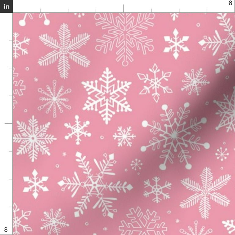 Pink Christmas Fabric by The Yard, Kawaii Xmas Tree Upholstery Fabric,  Winter Magic Snowflake Decorative Fabric, Cute Snowman Xmas Hats Girly