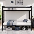 thumbnail image 2 of Aukfa Twin over Twin Metal Bunk Bed with Guardrails and Reversible Ladder for Kids, Black, 2 of 8