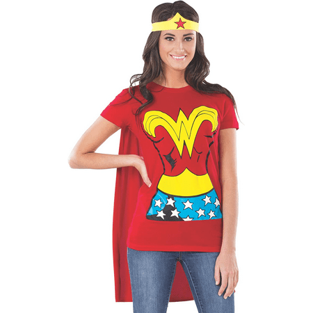 Costume DC Comics Wonder Woman T-Shirt With Cape And Headband Red