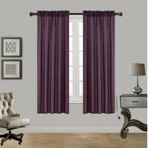 2PC MR2 PLUM PURPLE SOLID SILK SEMI SHEER ROD POCKET WINDOW CURTAIN PANEL LIGHT FILTERING 55" W X 63" L EACH PC