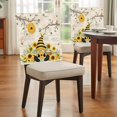 thumbnail image 3 of Bees Dwarfs Dining Chair Back Cover Only, Yellow Sunflowers Branch Spring Flower Plant Vintage Set of 4 Chair Back Covers, Removable Washable for Dining Room, Banquet & Holiday Decoration, 3 of 9