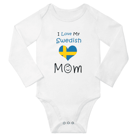 

I Love My Swedish Mom Baby Long Slevve Bodysuit Unisex Gifts (White 6-12 Months)