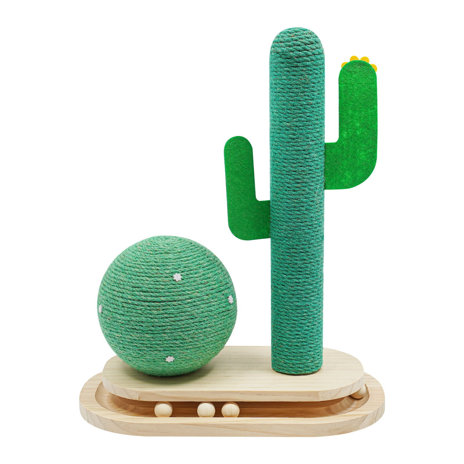 ToppiJoy Freestanding Road Cat Scratching Post Cactus Cat Scratcher Kitten Condo Tower House Bed with 4 EVA Anti-slip Pads