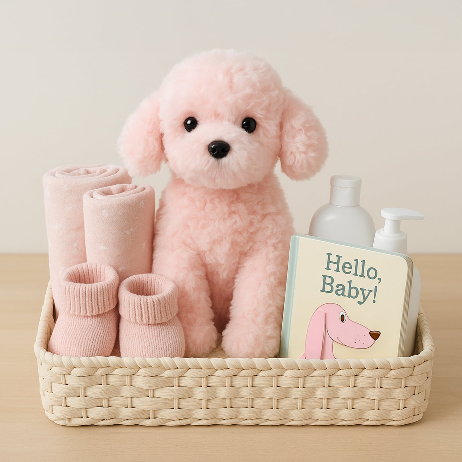 Weigedu Pink Puppy Dog Stuffed Animal Plush Toy, 12.6 Inches