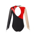 thumbnail image 2 of Zaldita Kids Girls Metallic Long Sleeve Athletic Ballet Dance Leotard Bodysuit Mesh Splice Sparkle Red 8, 2 of 7