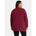 thumbnail image 3 of Terra & Sky Women's Plus Size Chenille Crochet Cardigan Sweater, Midweight, Sizes 0X-5X, 3 of 5