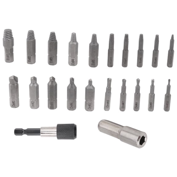 Damaged Screw Extractor Set,22 PCS Stripped Screw Extractor Kit, HSS Broken Screw Remover Set with Bit & Socket Adapter
