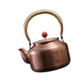 thumbnail image 4 of Hervidor de cobre de 1300 ml, grueso, hervidor de agua, hecho a mano, portátil, retro, hecho a mano para el hogar, cocina, regalo para amantes del té patrón de martillo, 4 of 8