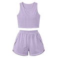 thumbnail image 7 of Women's Summer Two Piece Lounge Set Sleeveless Crop Tank Top with Side Split Shorts Cutout Detail Casual Purple, 7 of 7