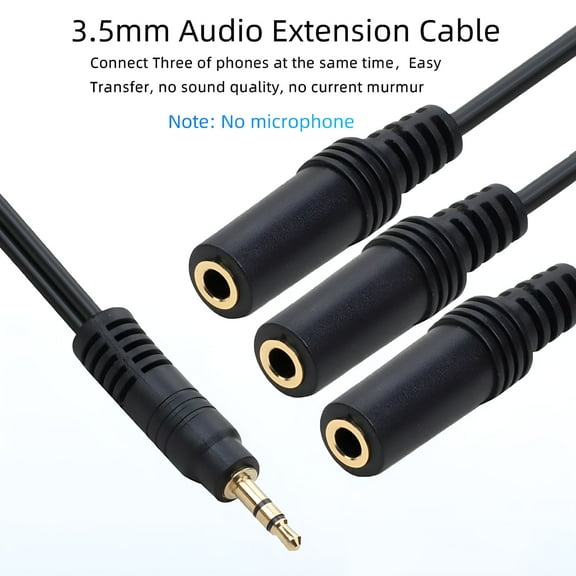 GJX Audio Extension Cable Universal 1 to 3 Ways PVC 3.5mm 1 Male to 3 Female Audio Splitter Adapter for Headphone