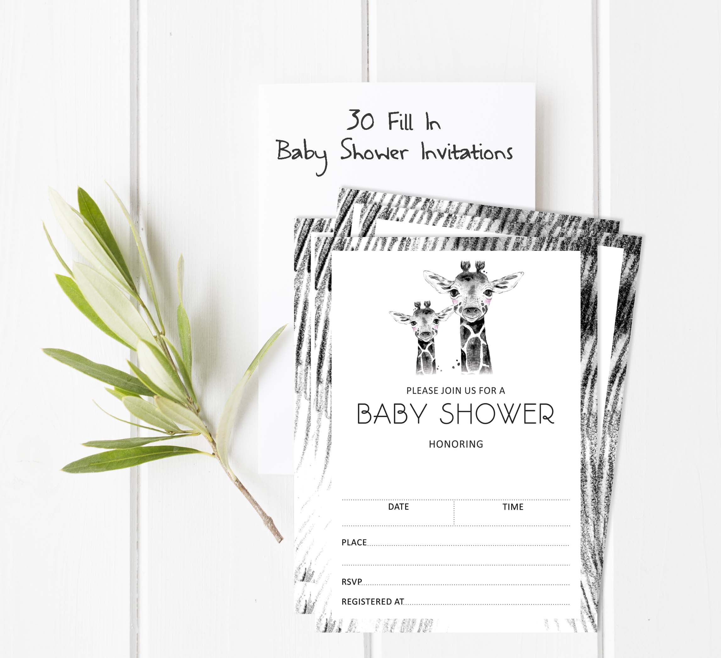 Inkdotpot Set Of 30Giraffe Baby Shower Invitations-Diaper Raffle Tickets And Baby Shower Book Request Cards Jungle Animals Invites Its A Boy Its A Girl