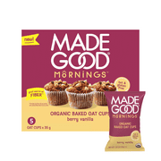 MadeGood Mornings Organic Berry Vanilla Baked Oat Cups, 5 Count, 1.23oz