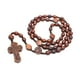thumbnail image 1 of Collar con cruz de , cuentas de madera, cadena resistente para regalos navideños, joyería religiosa elegante, portátil para aniversarios,, 1 of 8
