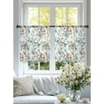 thumbnail image 3 of Vintage Teal Sheer Curtains 45 inches Long 2 Panels Set Brown Wildflowers Leaves Abstract Botanical Tiers Sheers Rod Pocket Small Window Short Curtains for Kitchen Cafe, Each 52" W x 45" L, 3 of 7