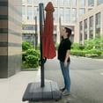 thumbnail image 5 of CozyHom 11 Ft Offset Hanging Outdoor Market Patio Umbrella, Cantilever Umbrella With Base, Big Heavy Duty Base Outside Umbrella, 4" Thick Aluminum Pole, Red, 5 of 20