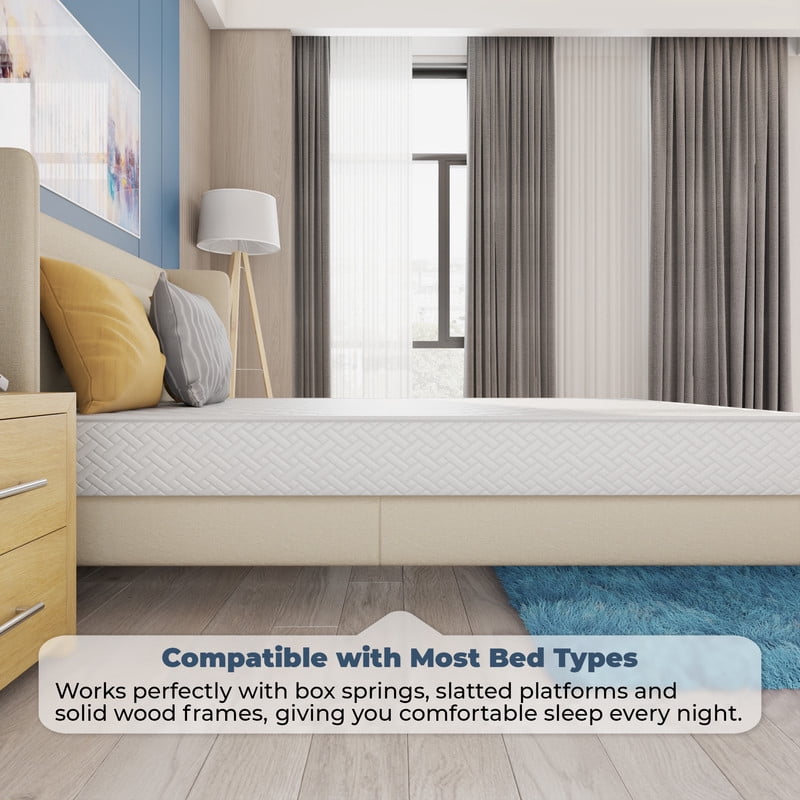 King Mattress 6 Inches 76X80 White – Medium Firm Hybrid – King Size Mattress Pocket Coil Tight Euro Top High Density & Polyester Cover – Rolled in a Box
