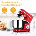 thumbnail image 4 of 660w motor stand mixer 75 qt electric kitchen mixer con 10 adjustable speeds, tilt - head design, stainless - steel bowl, portable food mixer dough hook, whisk, flat beater & splash guard, red, 4 of 6