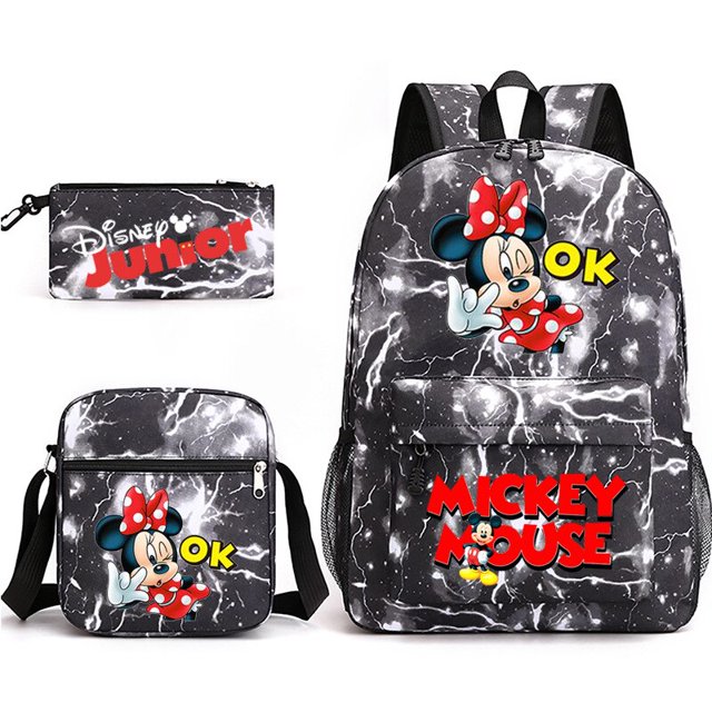 Mochila de Mickey Mouse de Disney, conjunto de tres piezas, mochila escolar impermeable, bolsa de cuidado portátil de gran capacidad zhangyuxiang unisex