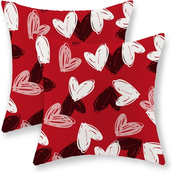 Valentines Day Pillow Covers 20x20 Set of 2, Black White Pink Love Heart Decor Valentine''s Day Throw Pillows Mother''s Day Farmhouse Decorative Red Pillowcase Outdoor Cushion Case for Sofa Couch