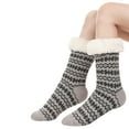 thumbnail image 2 of Womens Slipper Socks Winter Warm Fleece Lined Socks Cozy Soft Thick Fuzzy Non Slip Indoor Christmas Socks Gray, 2 of 4