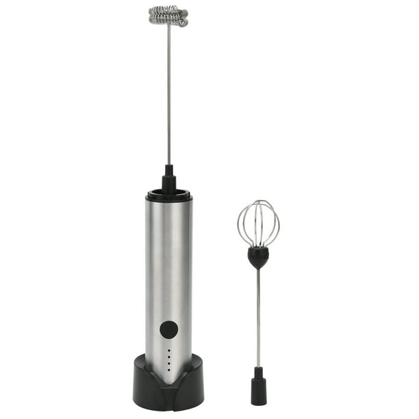 Batidor de leche eléctrico de acero inoxidable, batidor de huevos de mano con carga USB, mini batidora de leche