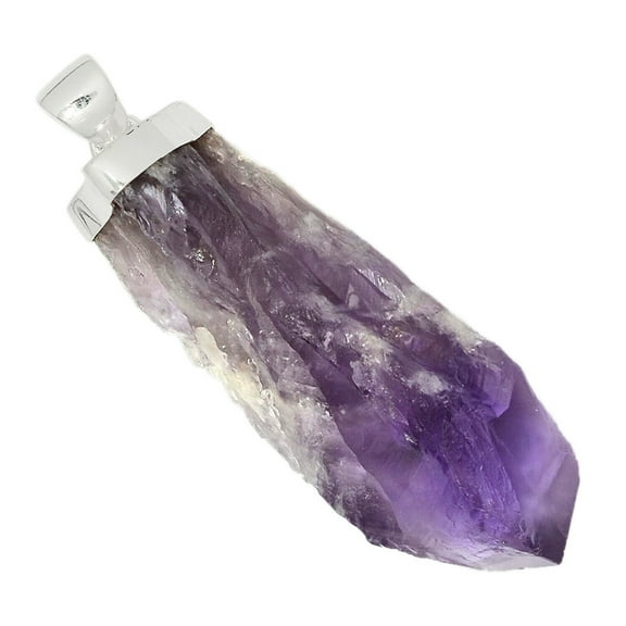 Natural 22g Amethyst Elestial Root Point 925 Silver Pendant Jewelry ALLP-14090
