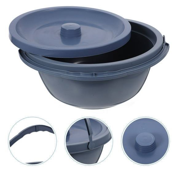 DEEPCRAFF Portable Dark Grey Chamber Pot with Lid Leakproof Urinal Bucket for Elderly Adults