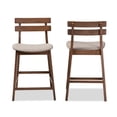 thumbnail image 3 of Baxton Studio Larine Modern and Contemporary Light Gray Fabric Upholstered Walnut Finished 2-Piece Wood Counter Stool Set Set, 3 of 9