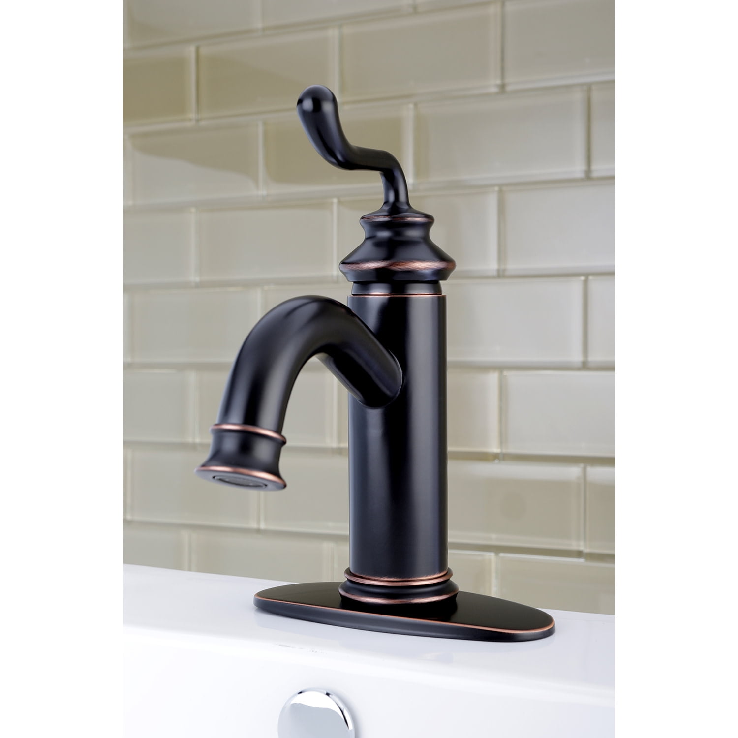 Fauceture LS5416RL Royale Single-Handle Bathroom Faucet with Push Pop-Up, Naples Bronze