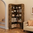 thumbnail image 4 of L-Shaped Corner Bookcase, Industrial Wooden 5-Tier Bookshelf with Open Shelves, Floorstanding Storage Shelf for Living Room, Bedroom, Home Office, 4 of 12