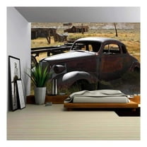 wall26-1937 Chevy Without Wheels Abandoned in The Desert. - Removable Wall Mural | Self-Adhesive Large Wallpaper - 66x96 inches