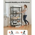 thumbnail image 3 of KFFKFF 4-Tier Foldable Storage Shelf, 28W x 13D x 54H Inch Metal Rack Shelving Unit, Durable Organizer with Wheels & Hooks for Pantry, Kitchen, Garage, Basement, Black, 3 of 9