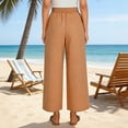 thumbnail image 7 of Oplxuo Lightweight Wide Leg Linen Pants for Women Loose Elastic Waist Summer Versatile Lounge Beach Trousers with Pockets, 7 of 7