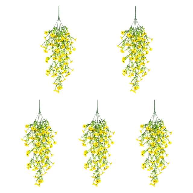 5 piezas flores artificiales plantas colgantes falsas eucalipto hojas románticas flores falsas de vegetación falsa para decoración de la Amarillo