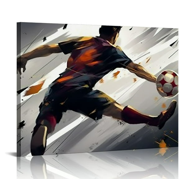 Nawypu Soccer Wall Art for Teen Boys Abstract Sports Themed Picture Giclee Print on Canvas Kids Room Decor Football Art Gift Framed Ready to Hang