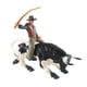 thumbnail image 5 of Figuras de tauromaquia escultura de equitación decoración de habitación coleccionable vaquero occidental juguete educativo Animal ganado estatua regal Blanco negro Hugo Figura Toro con jinete, 5 of 10