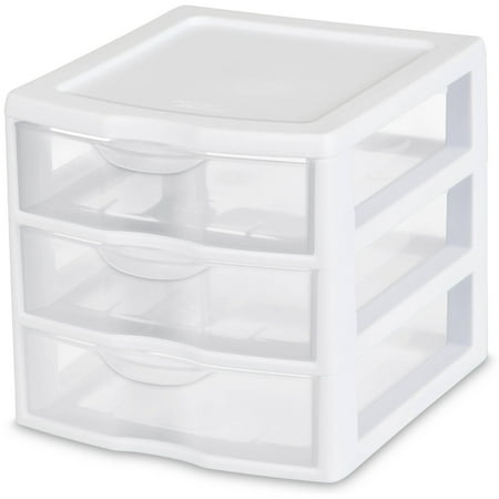 Sterilite Small 3 Drawer Organizer- White (Available in Case of 6 or Single Unit)