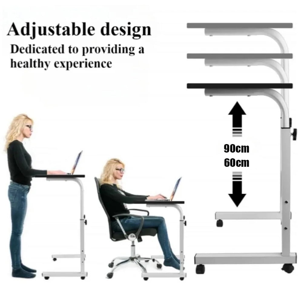 Adjustable Height Mobile Stand Up Desk With Wheels, Portable Standing Desk, Portable Rolling Laptop Desk, Small Computer Desk For Home Living Room