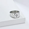 thumbnail image 3 of HIJONES Men's Stainless Steel Cubic Zirconia Inlaid Cross Ring 12MM Geometric Band Silver Size 9, 3 of 5