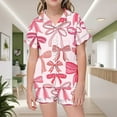 thumbnail image 1 of 2025 NEW 2 Piece Sets Pajamas Matching Family Pajamas Fall for Children Graphic Ruffle Pants for Print Short Sleeve Button Little Two Piece Outfit Set, 1 of 4