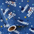 thumbnail image 1 of RUSPEPA Blue Graduation Wrapping Paper Roll 2025, Gift Wrap with Trencher Cap and Congrats Grad for High School and College Graduation, Mini Roll, 17 Inches x 16.4 Feet, 1 of 7